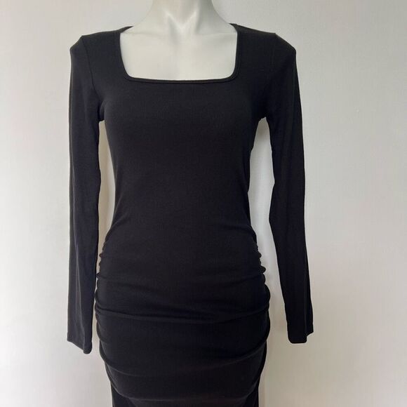 Michael Stars Natalie Square Neck ribbed ruched midi dress - Picture 6 of 16